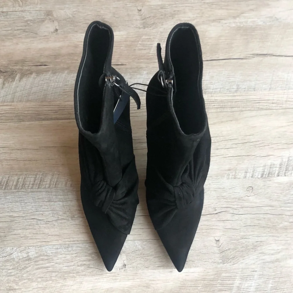 NWT ZARA Bow Pointed Toe Stiletto Booties - Picture 4 of 12